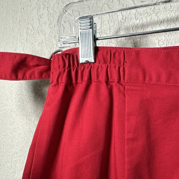 Red Wrap Skirt Vintage Midi Skirts Women's Stretchy Elastic Button Size 12 - Picture 7 of 12